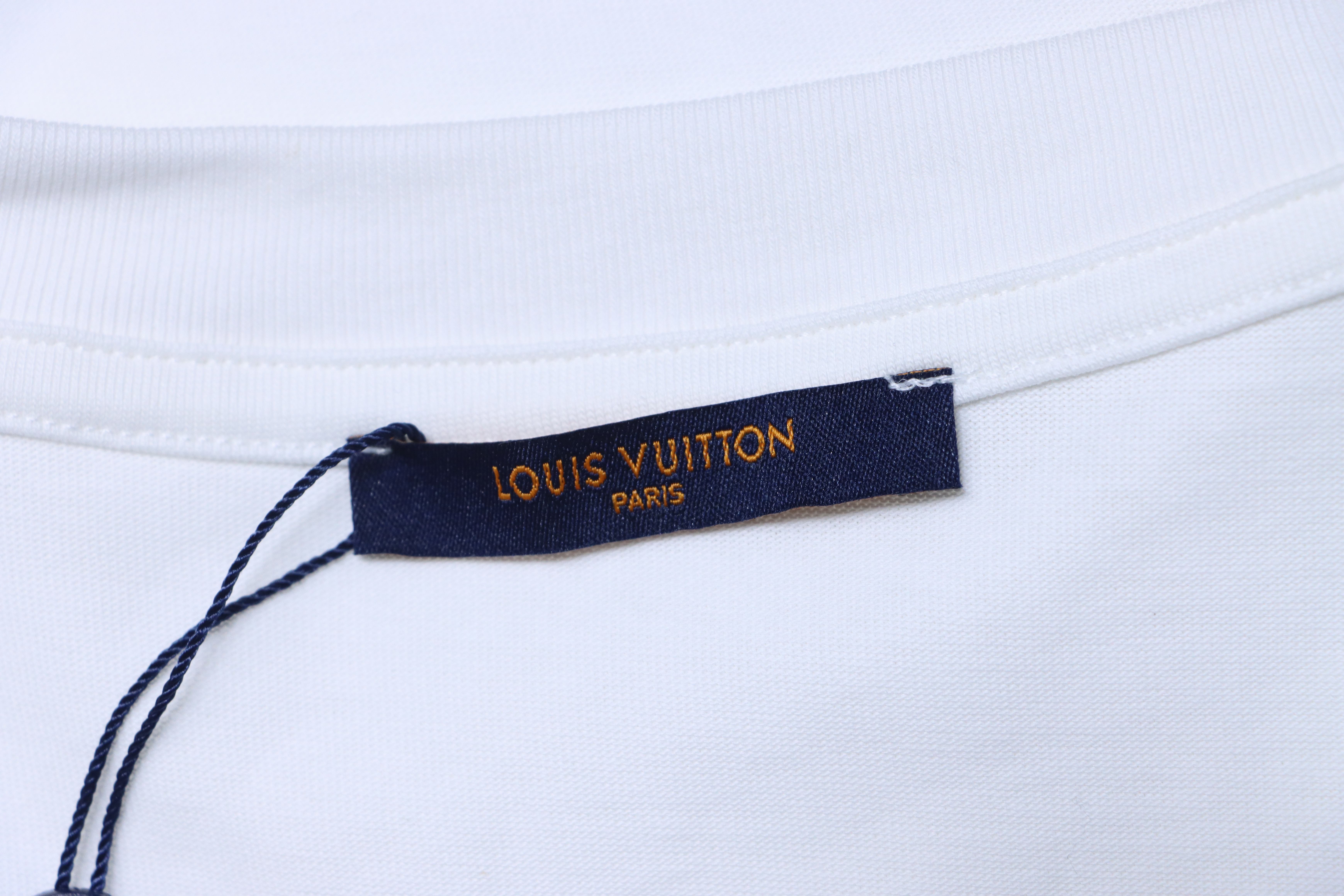 LOUIS VUITTON Letter Graffiti Hand-Drawn White Short Sleeve T-Shirt