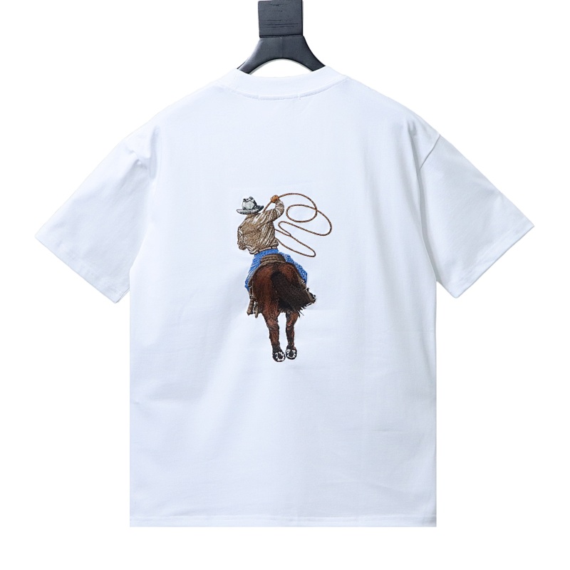 LOUIS VUITTON Letter Hem Embroidery Denim Short Sleeve T-Shirt
