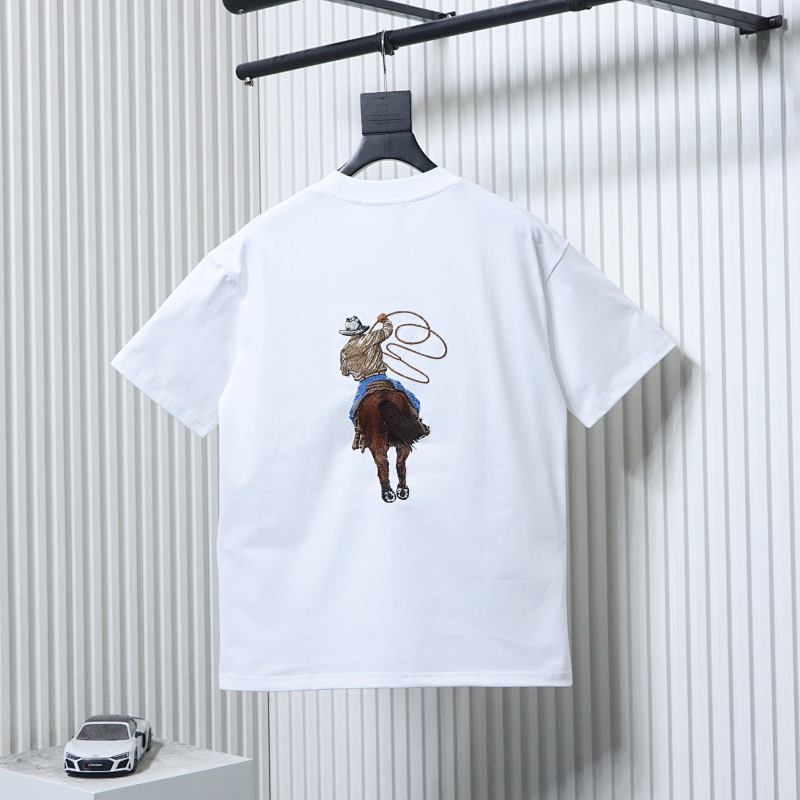 LOUIS VUITTON Letter Hem Embroidery Denim Short Sleeve T-Shirt
