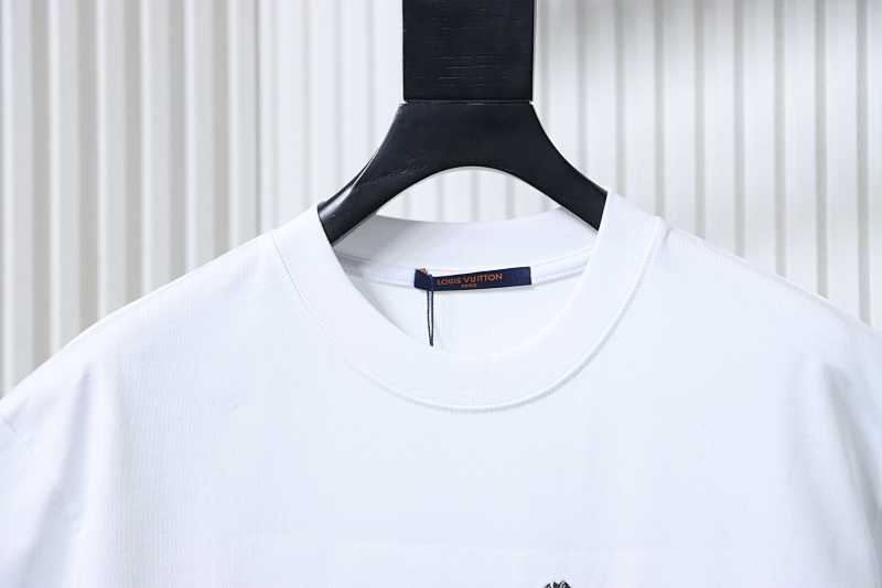 LOUIS VUITTON Letter Hem Embroidery Denim Short Sleeve T-Shirt