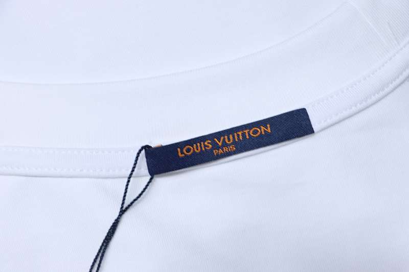 LOUIS VUITTON Letter Hem Embroidery Denim Short Sleeve T-Shirt