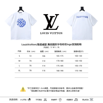 LOUIS VUITTON Letter Monogram Chest Logo Black White Short Sleeve T-Shirt 02