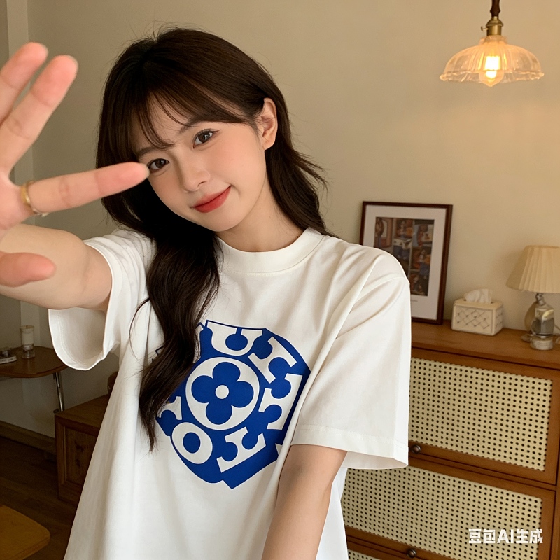 LOUIS VUITTON Letter Monogram Chest Logo Black White Short Sleeve T-Shirt