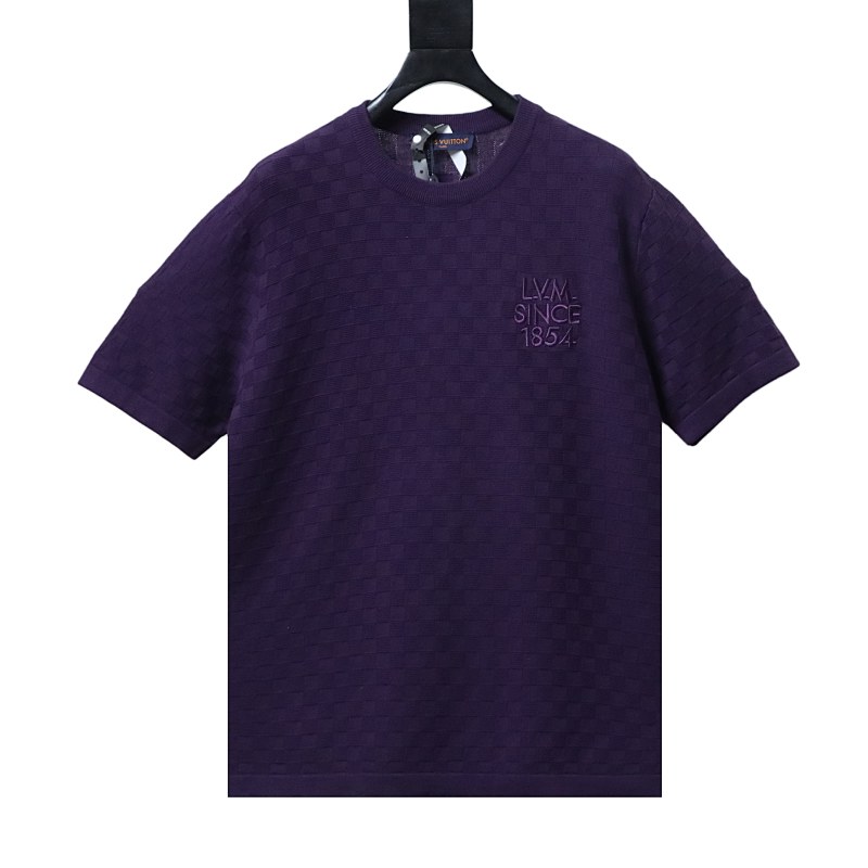 LOUIS VUITTON Letter Tonal Pattern Embroidery Short Sleeve T-Shirt