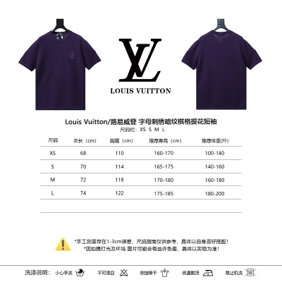 LOUIS VUITTON Letter Tonal Pattern Embroidery Short Sleeve T-Shirt 02