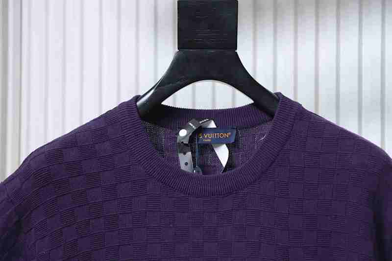 LOUIS VUITTON Letter Tonal Pattern Embroidery Short Sleeve T-Shirt