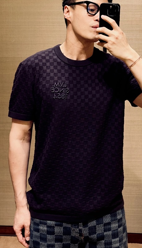 LOUIS VUITTON Letter Tonal Pattern Embroidery Short Sleeve T-Shirt