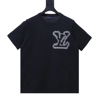 LOUIS VUITTON Logo Black Short Sleeve T-Shirt 01
