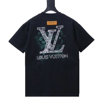 LOUIS VUITTON Monogram Embroidery Line Logo Short Sleeve T-Shirt Style 1 01