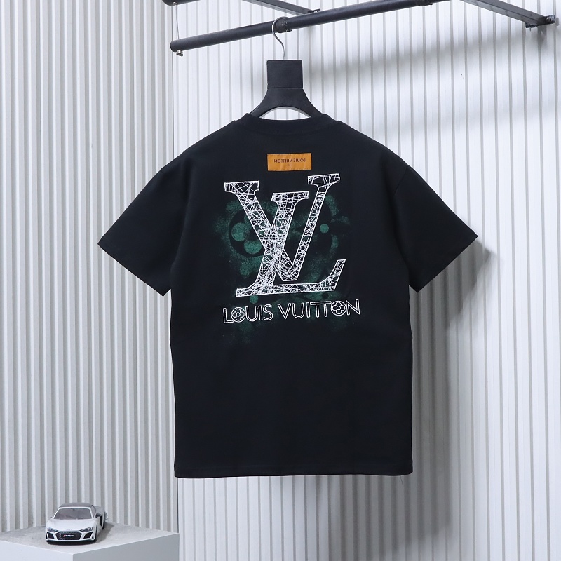 LOUIS VUITTON Monogram Embroidery Line Logo Short Sleeve T-Shirt Style 1