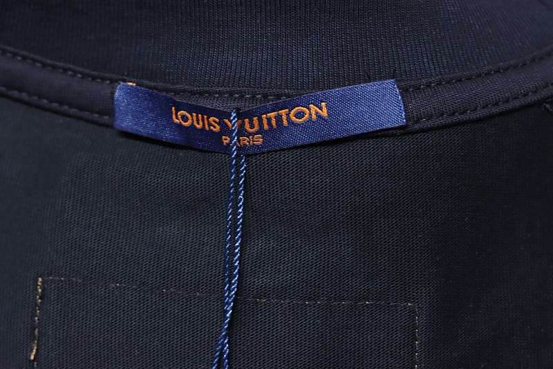 LOUIS VUITTON Monogram Embroidery Line Logo Short Sleeve T-Shirt Style 1
