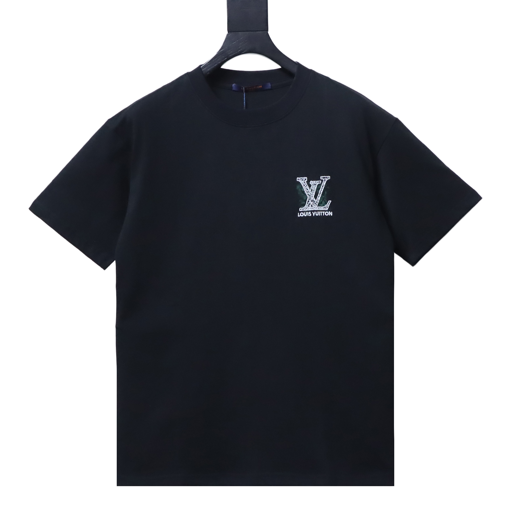LOUIS VUITTON Monogram Embroidery Line Logo Short Sleeve T-Shirt Style 1