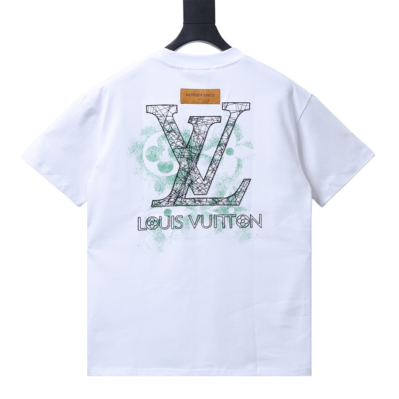 LOUIS VUITTON Monogram Embroidery Line Logo Short Sleeve T-Shirt Style 2