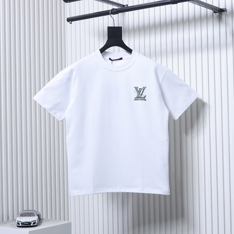 LOUIS VUITTON Monogram Embroidery Line Logo Short Sleeve T-Shirt Style 2