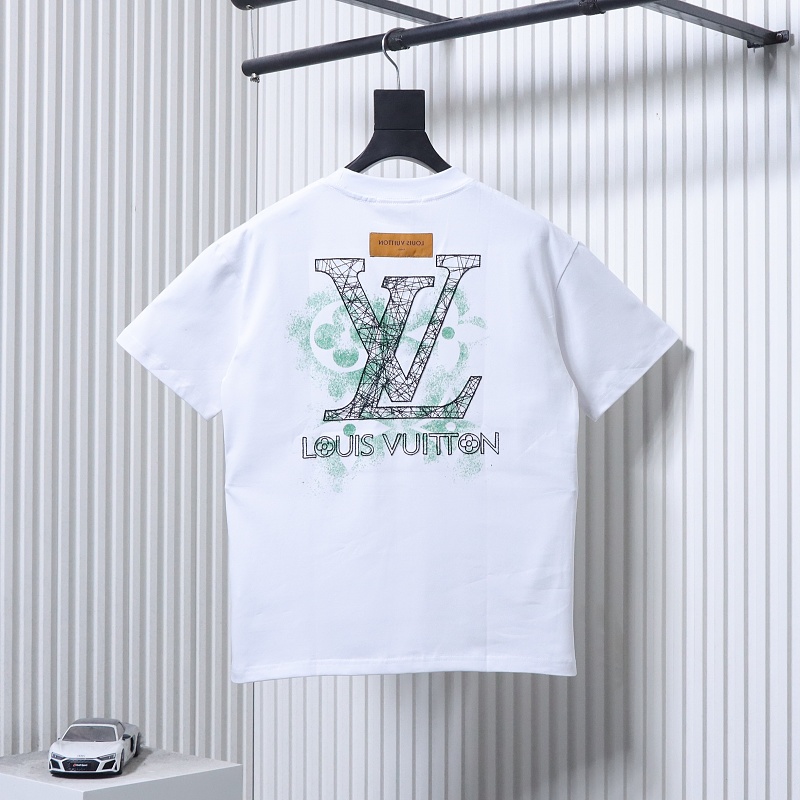 LOUIS VUITTON Monogram Embroidery Line Logo Short Sleeve T-Shirt Style 2