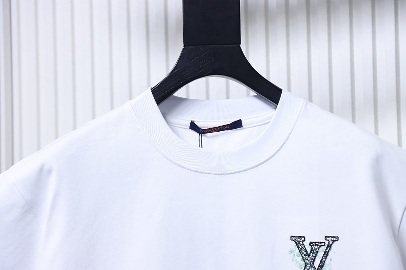 LOUIS VUITTON Monogram Embroidery Line Logo Short Sleeve T-Shirt Style 2