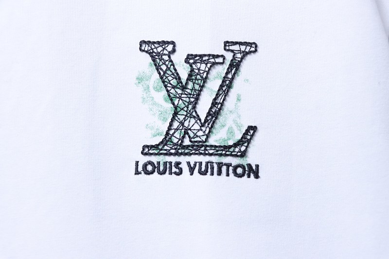 LOUIS VUITTON Monogram Embroidery Line Logo Short Sleeve T-Shirt Style 2