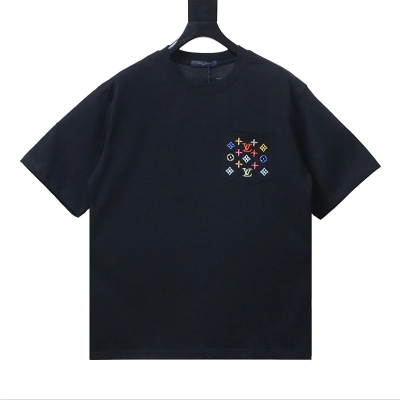 LOUIS VUITTON Monogram Embroidery White Short Sleeve T-Shirt 01