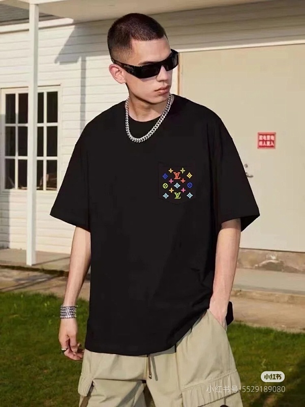 LOUIS VUITTON Monogram Embroidery White Short Sleeve T-Shirt