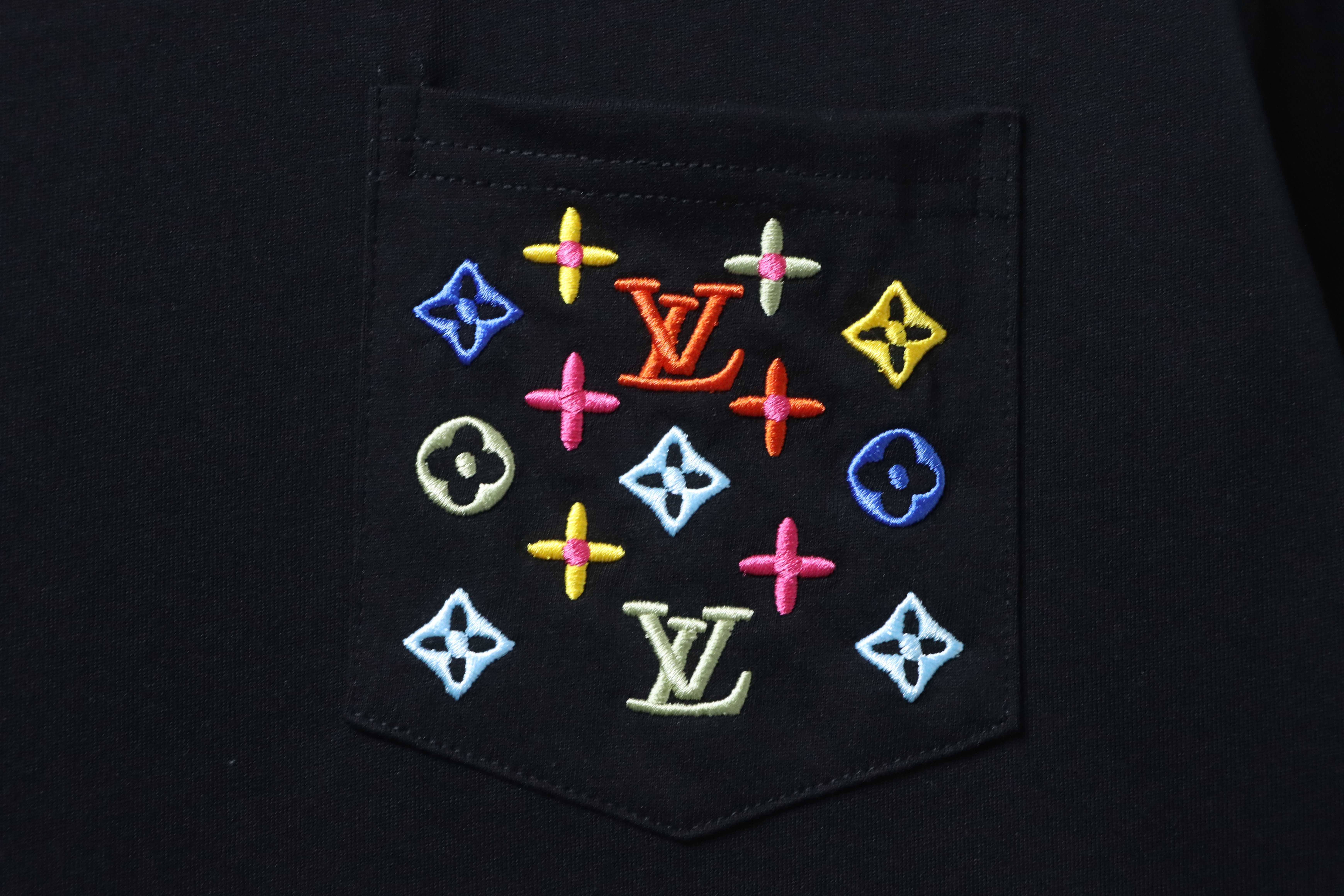LOUIS VUITTON Monogram Embroidery White Short Sleeve T-Shirt