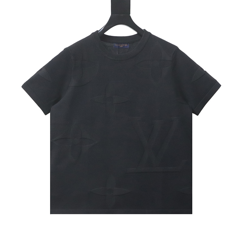 LOUIS VUITTON Monogram Jacquard Tonal Pattern Monogram Short Sleeve T-Shirt