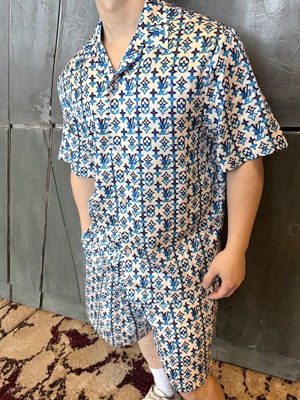 LOUIS VUITTON Monogram Print Set Short Sleeve Shirt
