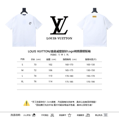 LOUIS VUITTON Pin Logo Embroidery Crew Neck Logo Black Short Sleeve T-Shirt 02