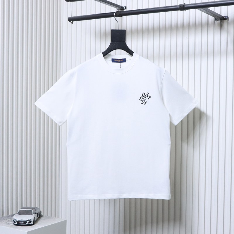 LOUIS VUITTON Pin Logo Embroidery Crew Neck Logo Black Short Sleeve T-Shirt