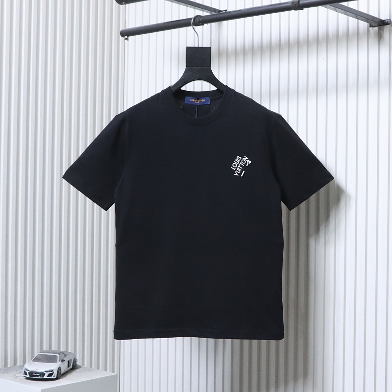 LOUIS VUITTON Pin Logo Embroidery Crew Neck Logo White Short Sleeve T-Shirt