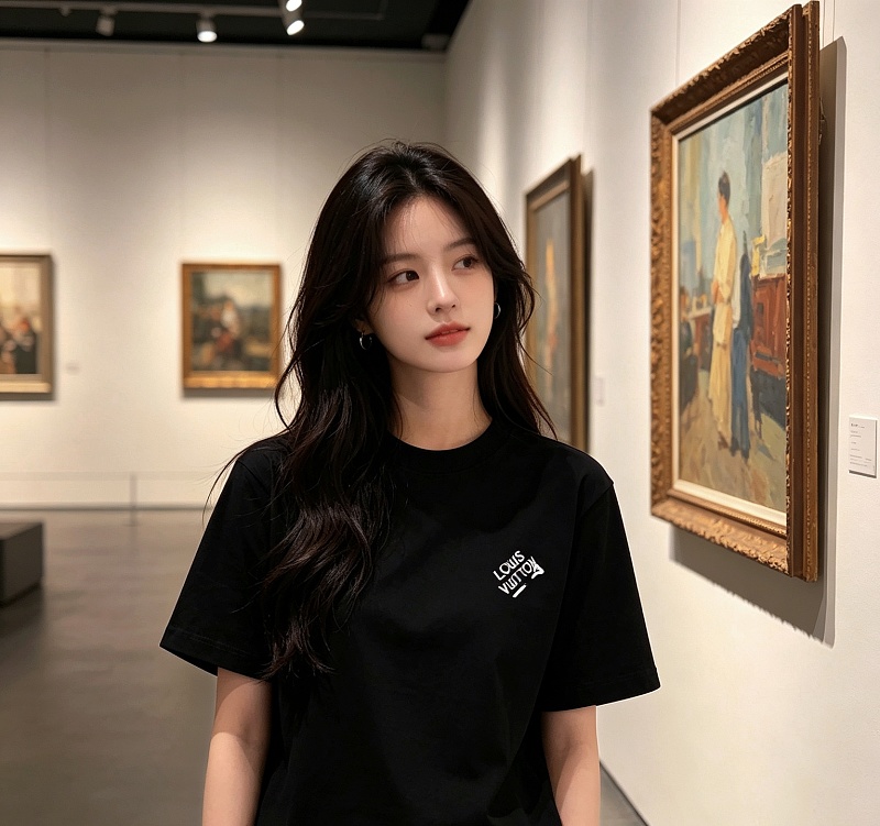 LOUIS VUITTON Pin Logo Embroidery Crew Neck Logo White Short Sleeve T-Shirt