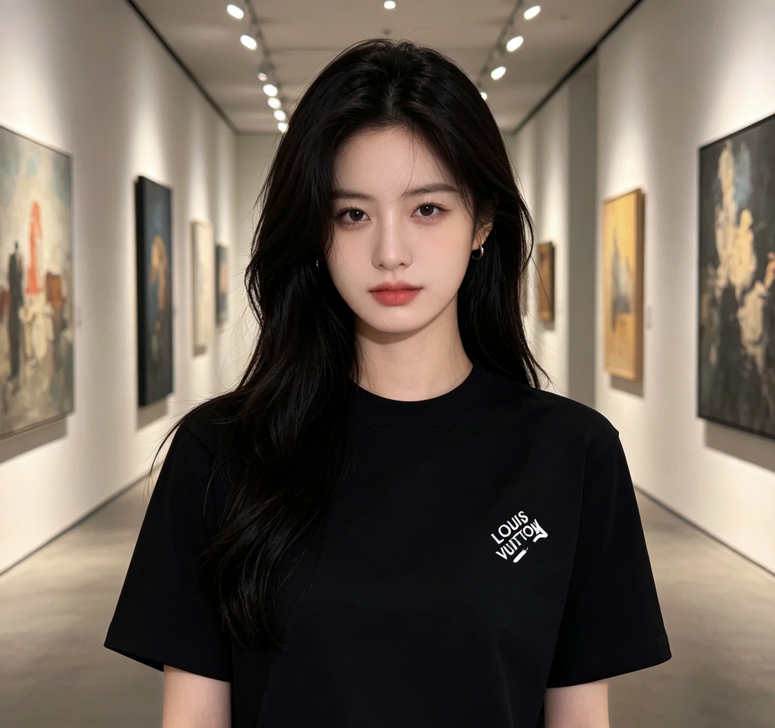 LOUIS VUITTON Pin Logo Embroidery Crew Neck Logo White Short Sleeve T-Shirt