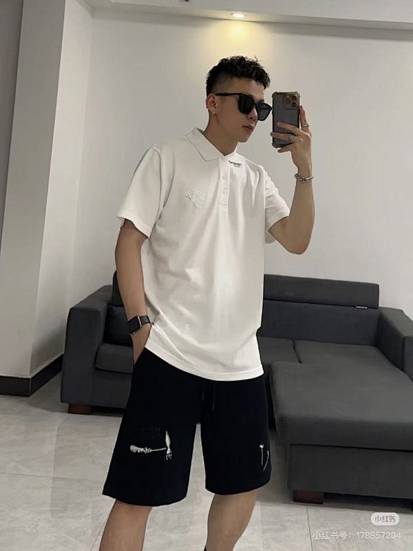 LOUIS VUITTON Pin Logo Letter Embroidery Chest Short Sleeve Polo Shirt