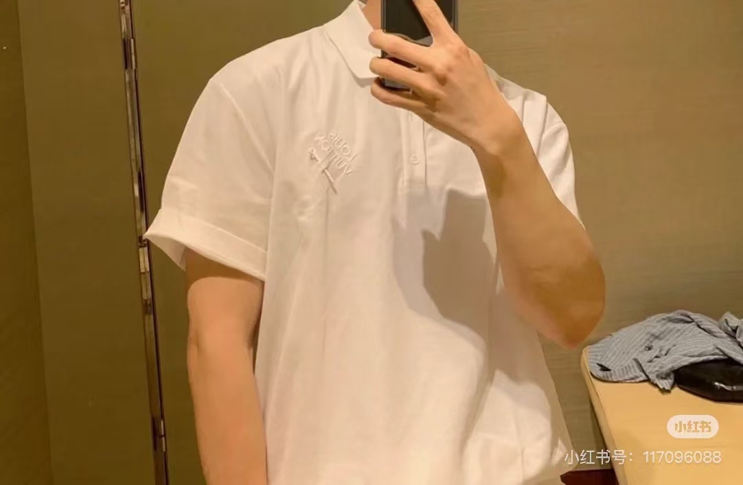 LOUIS VUITTON Pin Logo Letter Embroidery Chest Short Sleeve Polo Shirt