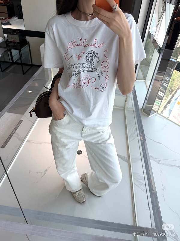 LOUIS VUITTON Print Line Short Sleeve T-Shirt