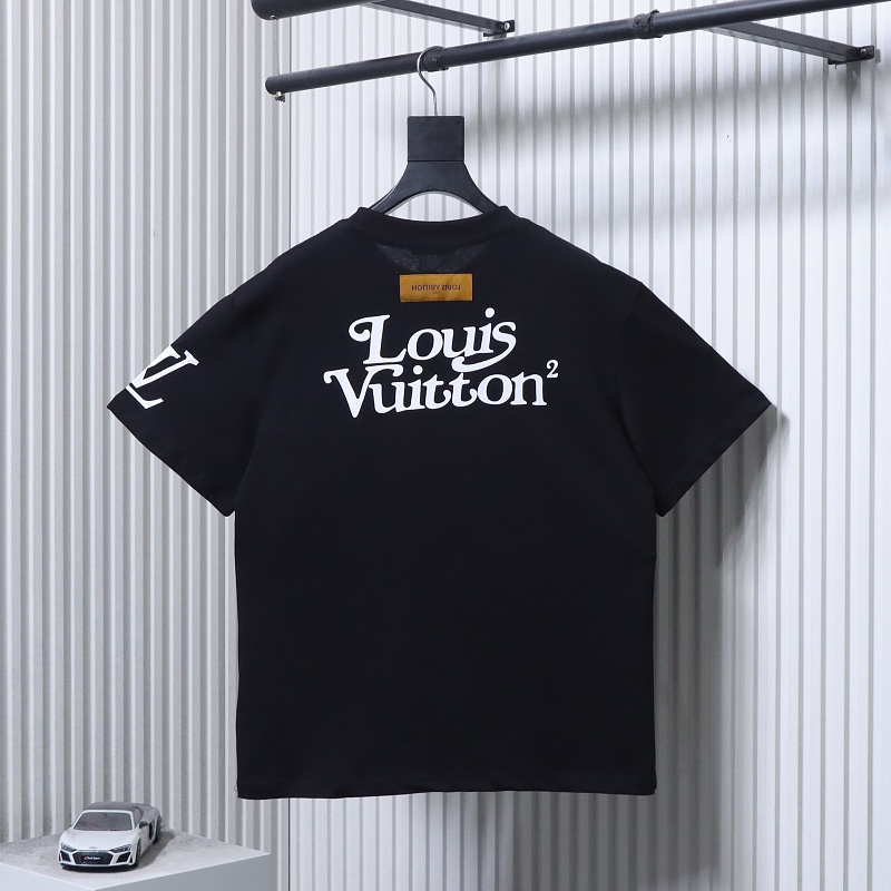 LOUIS VUITTON Print Logo Black Short Sleeve T-Shirt
