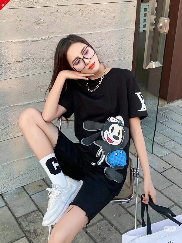 LOUIS VUITTON Print Logo Black Short Sleeve T-Shirt