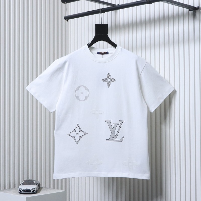 LOUIS VUITTON Print Logo Black White Short Sleeve T-Shirt