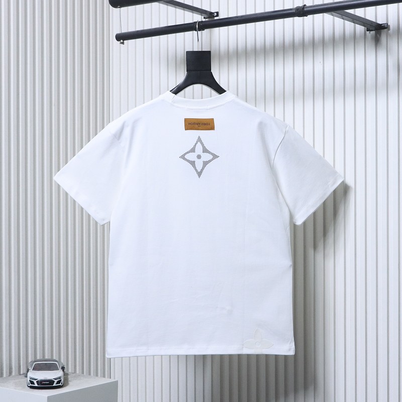 LOUIS VUITTON Print Logo Black White Short Sleeve T-Shirt