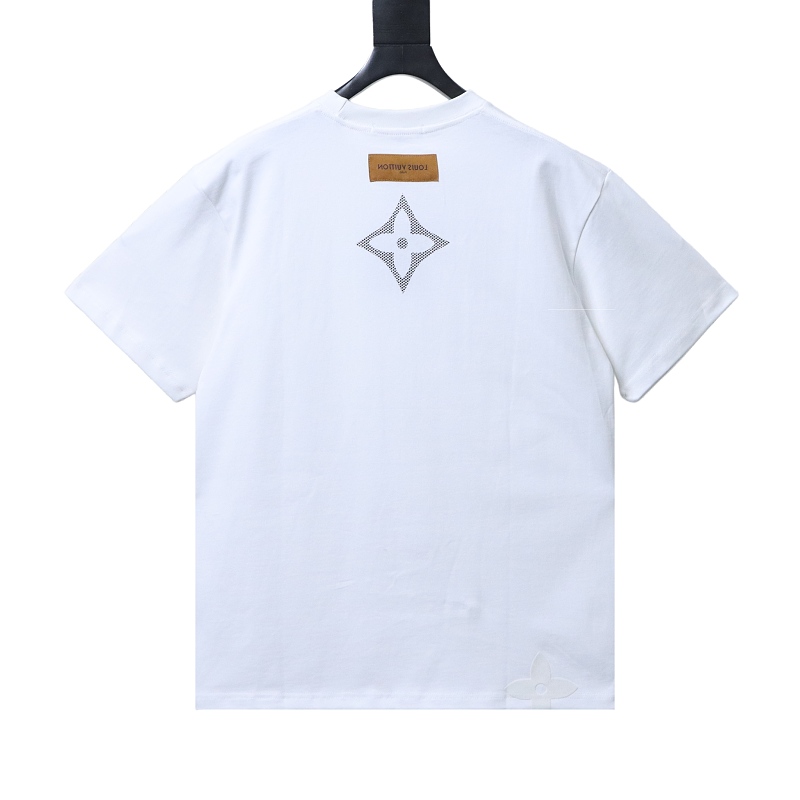 LOUIS VUITTON Print Logo Black White Short Sleeve T-Shirt