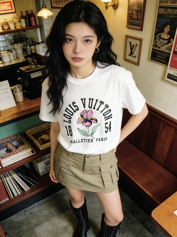 LOUIS VUITTON Print Short Sleeve T-Shirt Style 1