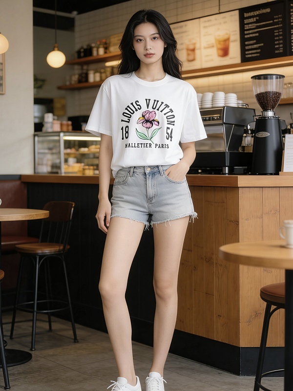 LOUIS VUITTON Print Short Sleeve T-Shirt Style 1