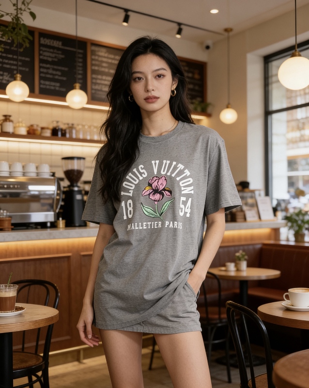 LOUIS VUITTON Print Short Sleeve T-Shirt Style 2