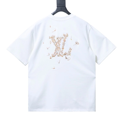 LOUIS VUITTON Sailing Logo Embroidery Black White Short Sleeve T-Shirt Style 1 01