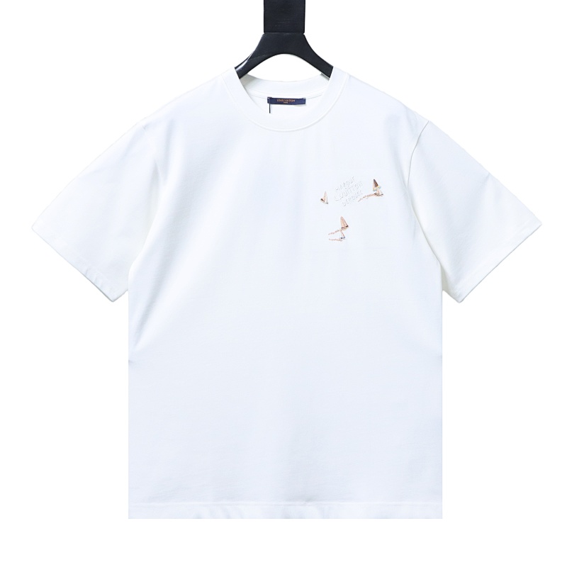 LOUIS VUITTON Sailing Logo Embroidery Black White Short Sleeve T-Shirt Style 1