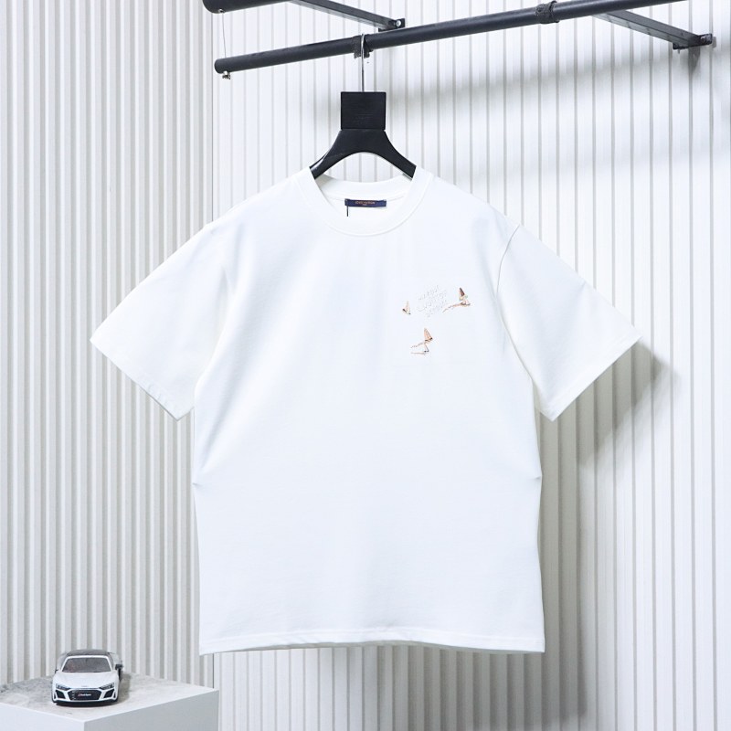 LOUIS VUITTON Sailing Logo Embroidery Black White Short Sleeve T-Shirt Style 1