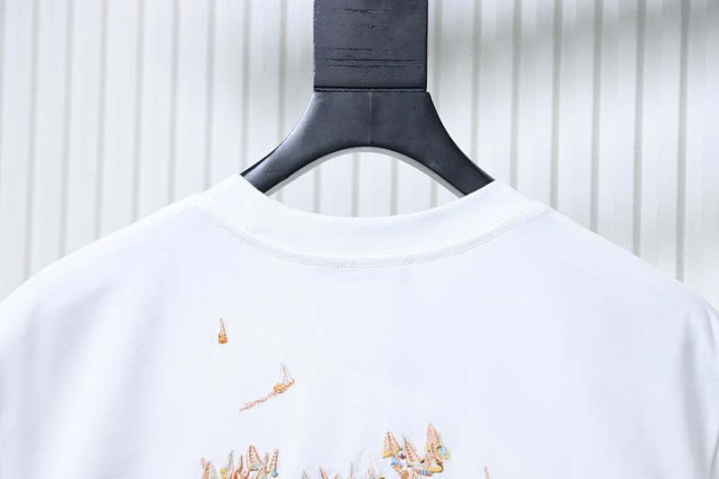 LOUIS VUITTON Sailing Logo Embroidery Black White Short Sleeve T-Shirt Style 1