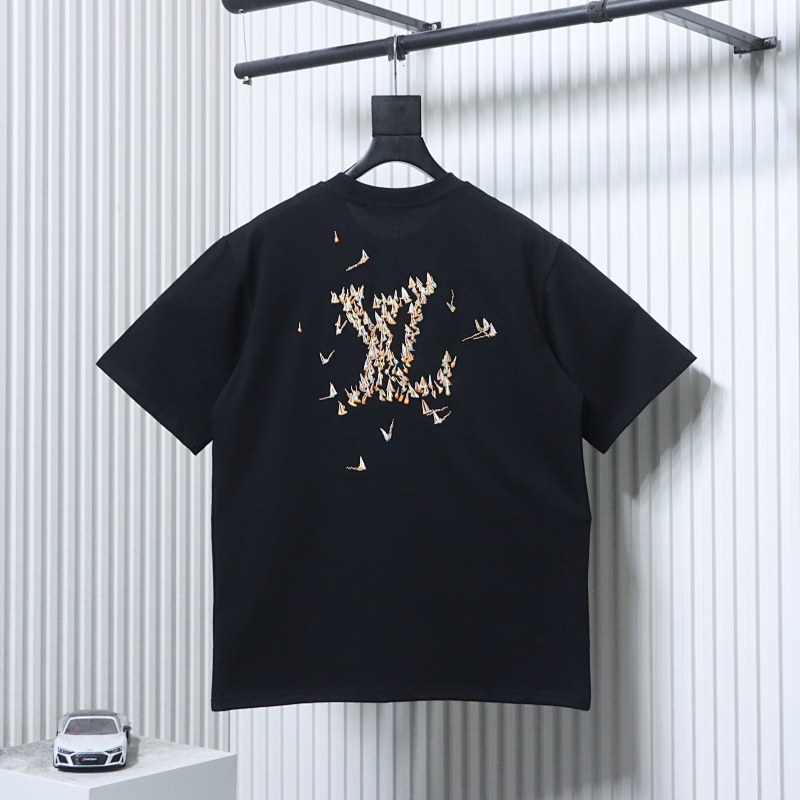 LOUIS VUITTON Sailing Logo Embroidery Black White Short Sleeve T-Shirt Style 2