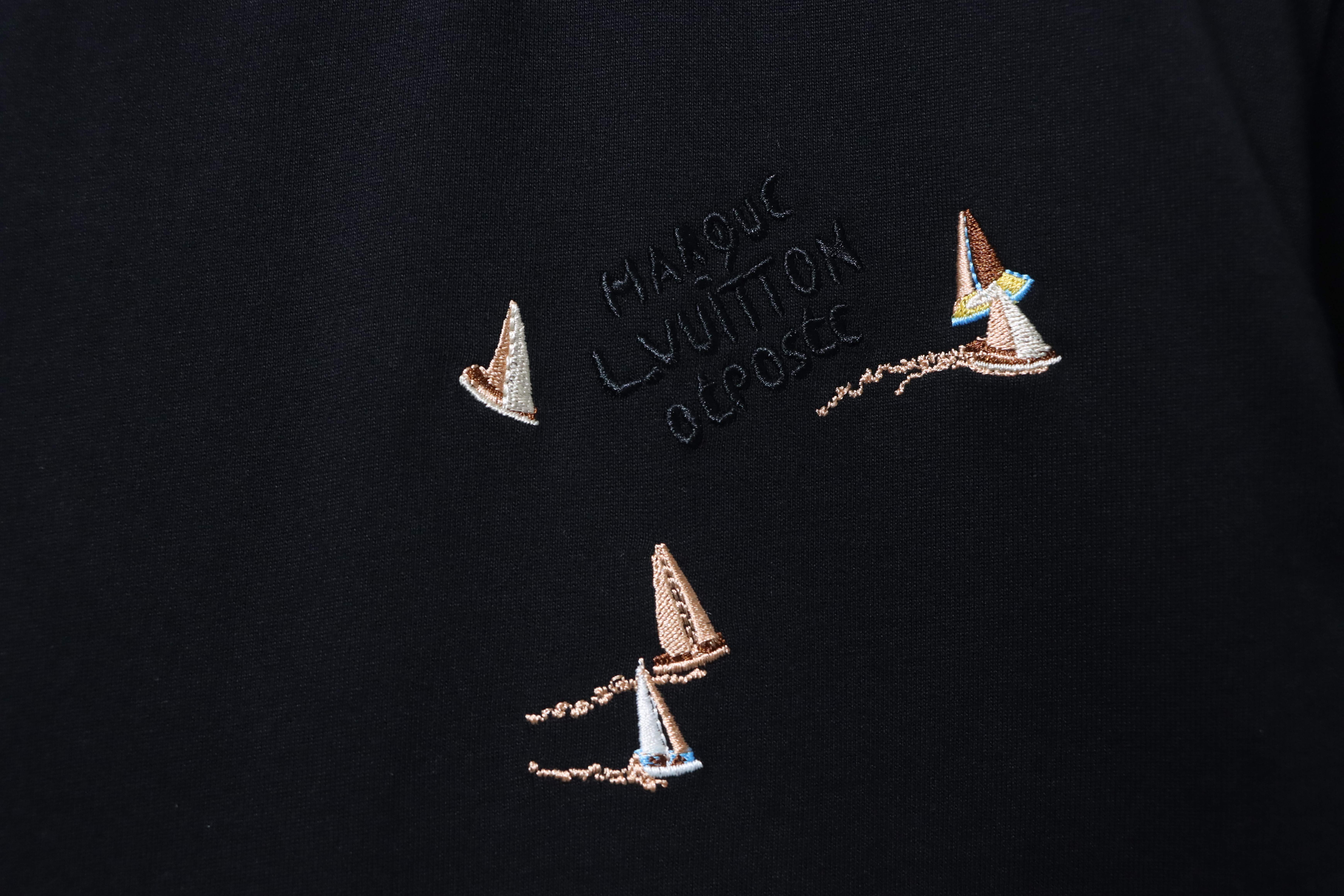LOUIS VUITTON Sailing Logo Embroidery Short Sleeve T-Shirt Style 2