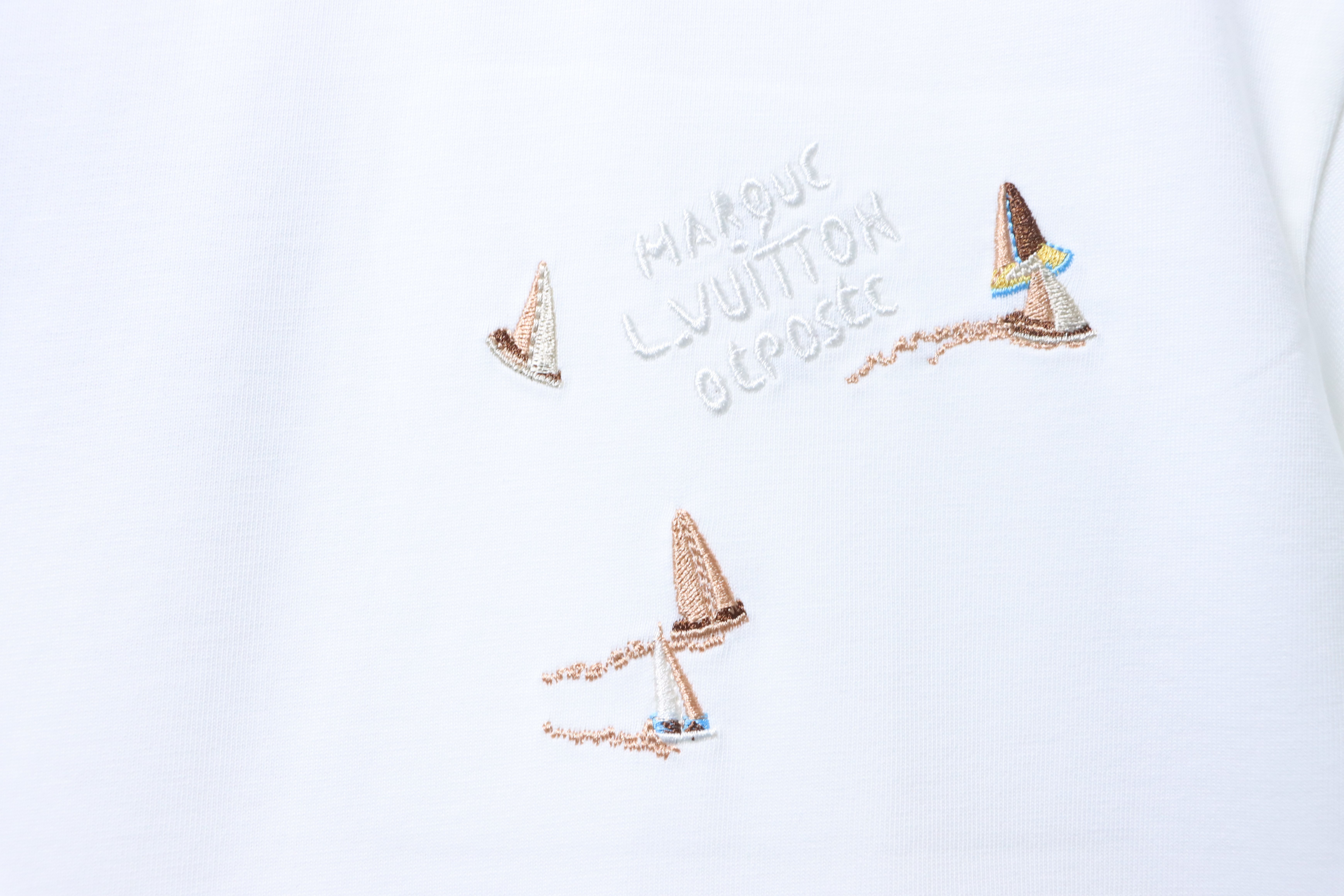 LOUIS VUITTON Sailing Logo Embroidery Short Sleeve T-Shirt Style 4