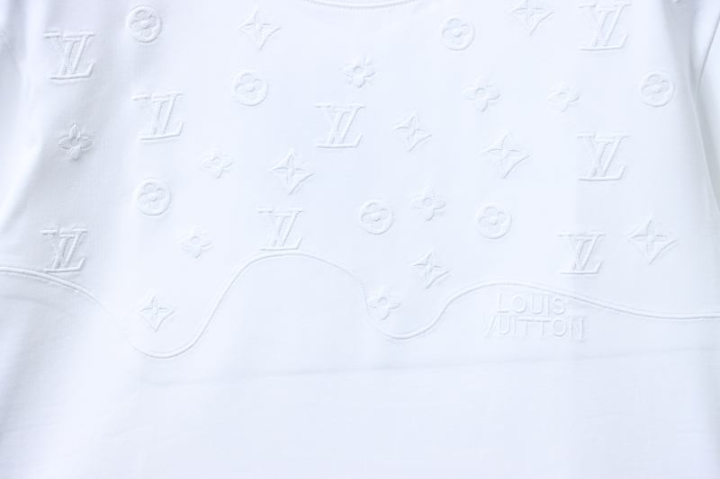 LOUIS VUITTON Tonal Pattern Partial Monogram Embroidery Logo Black White Short Sleeve T-Shirt Style 1